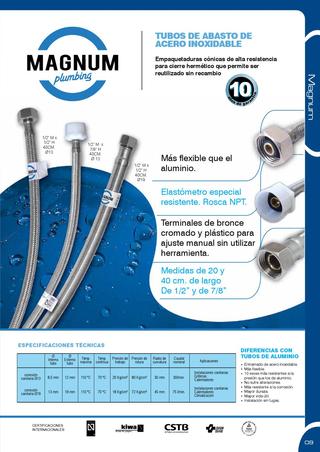 Tubo de abasto de acero inoxidable de 40cms MAGNUM